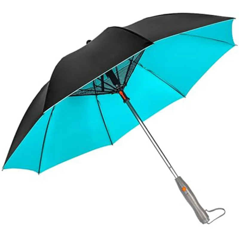 3 In 1 Summer UV Protection Portable Misting Umbrella with Cooling Fan ( USB Rechargeable ) - Blue