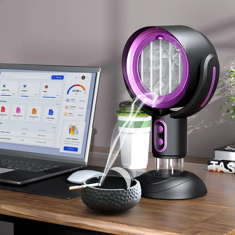 Portable Exhaust Hood Desktop Range Hood 2 Gears Rechargeable Kitchen Exhaust Fan - Black+Purple