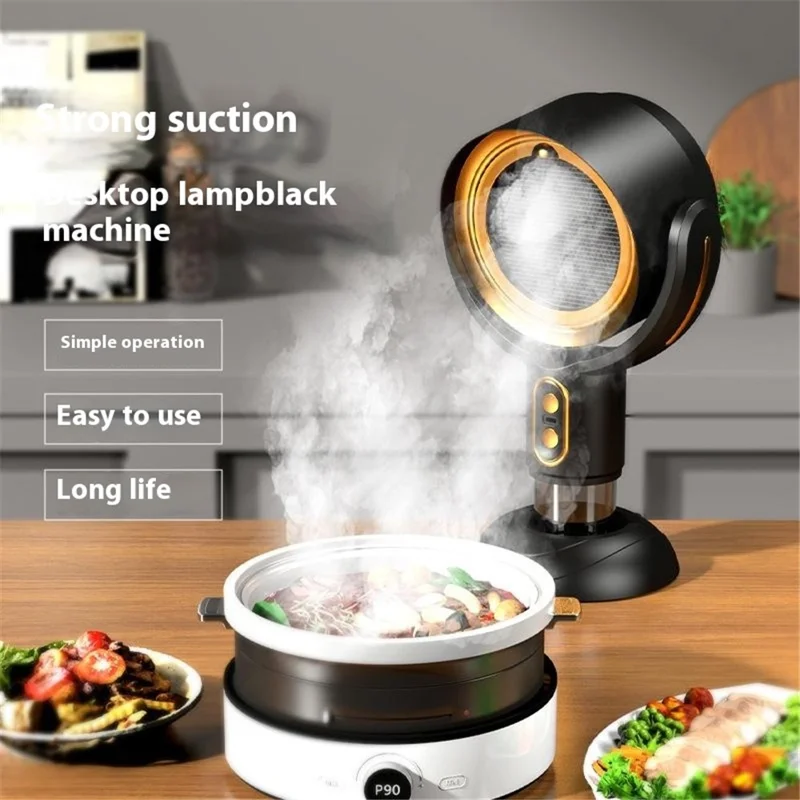 Portable Exhaust Hood Desktop Range Hood 2 Gears Rechargeable Kitchen Exhaust Fan - Black+Purple