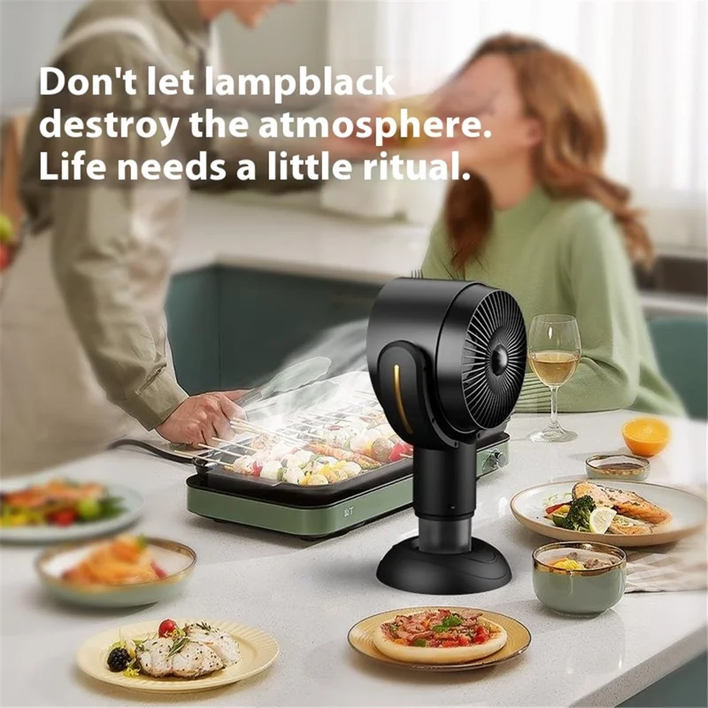 Portable Exhaust Hood Desktop Range Hood 2 Gears Rechargeable Kitchen Exhaust Fan - Black+Purple