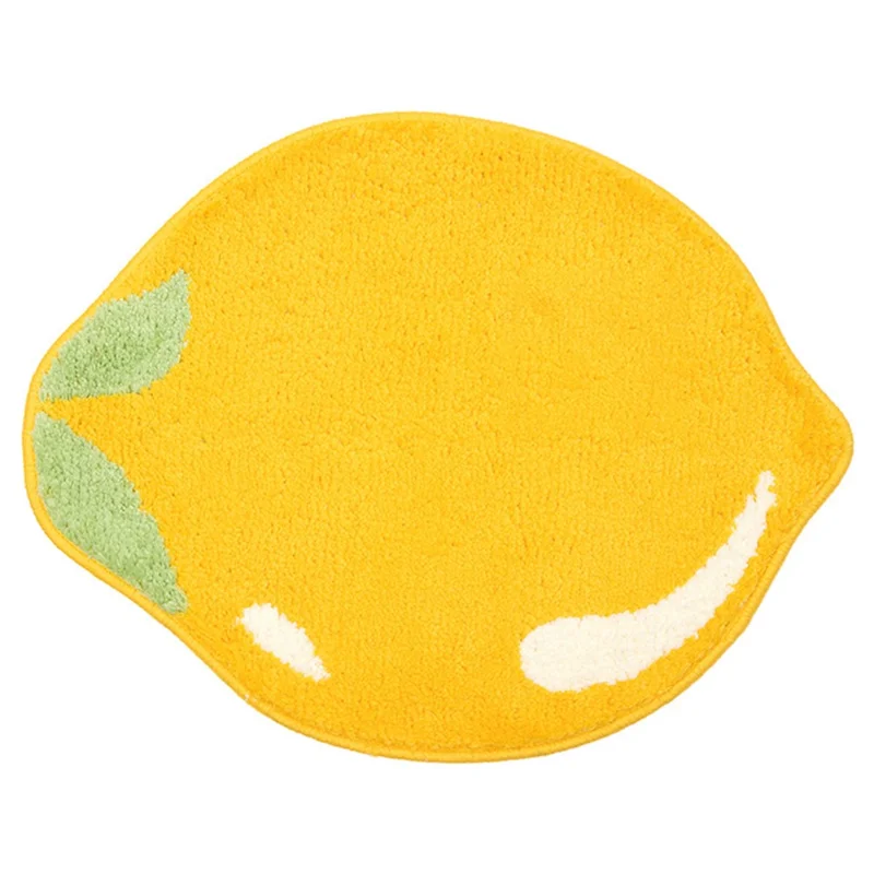 48 x 60cm Irregular Fruit Design Water Absorbent Bath Rug Machine Washable Non Slip Entrance Mat - Lemon