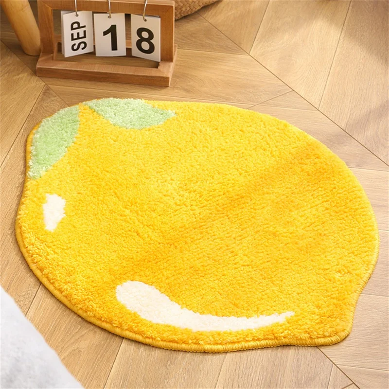48 x 60cm Irregular Fruit Design Water Absorbent Bath Rug Machine Washable Non Slip Entrance Mat - Lemon