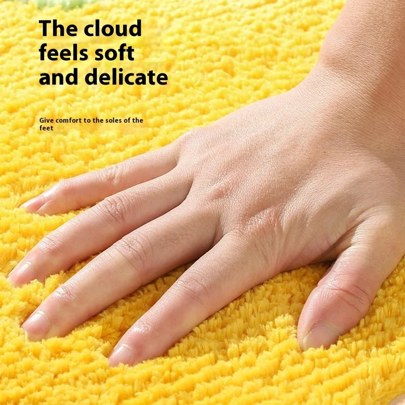 48 x 60cm Irregular Fruit Design Water Absorbent Bath Rug Machine Washable Non Slip Entrance Mat - Lemon