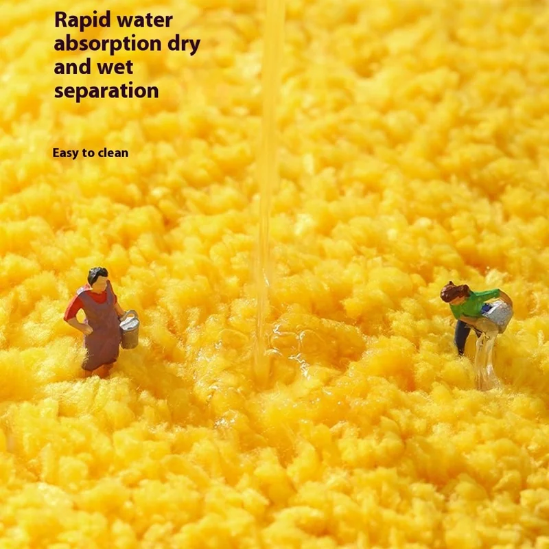 48 x 60cm Irregular Fruit Design Water Absorbent Bath Rug Machine Washable Non Slip Entrance Mat - Lemon