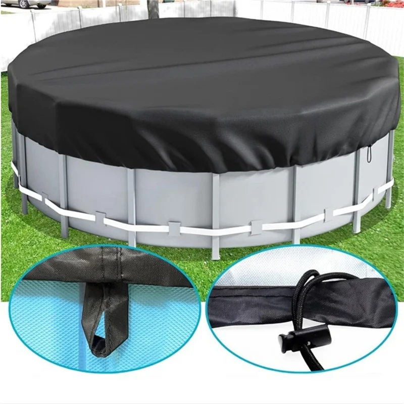 18FT Round Swimming Pool Cover 210D Oxford Cloth Solar Cover for Above Ground Pools