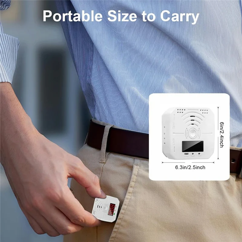 Portable CO Detector Carbon Monoxide Alarm 85dB Alert Digital Display Travel RV Camping Home Use