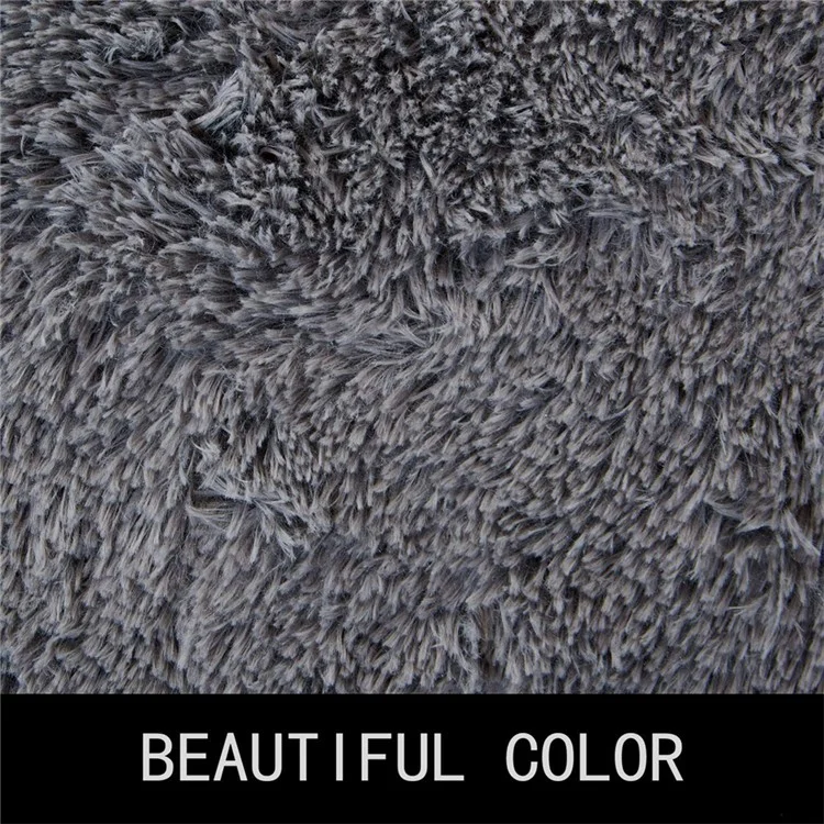 160 x 200cm Solid Color Fluffy Mat for Living Room Non Slip Floor Carpet Kids Room Area Rug - Pink
