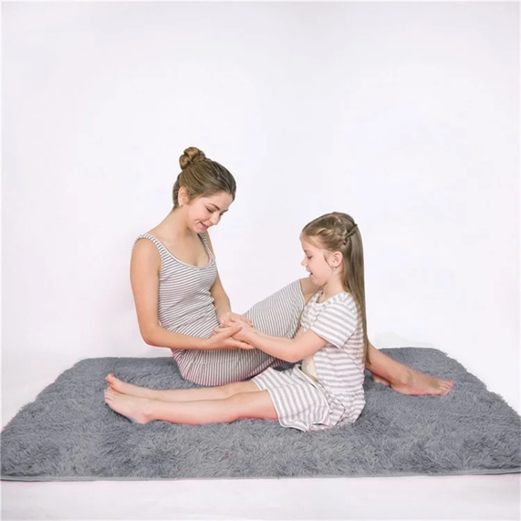 160 x 200cm Solid Color Fluffy Mat for Living Room Non Slip Floor Carpet Kids Room Area Rug - Pink