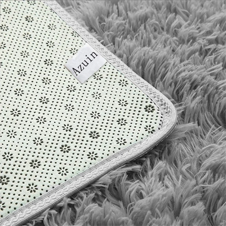 160 x 200cm Solid Color Fluffy Mat for Living Room Non Slip Floor Carpet Kids Room Area Rug - Pink