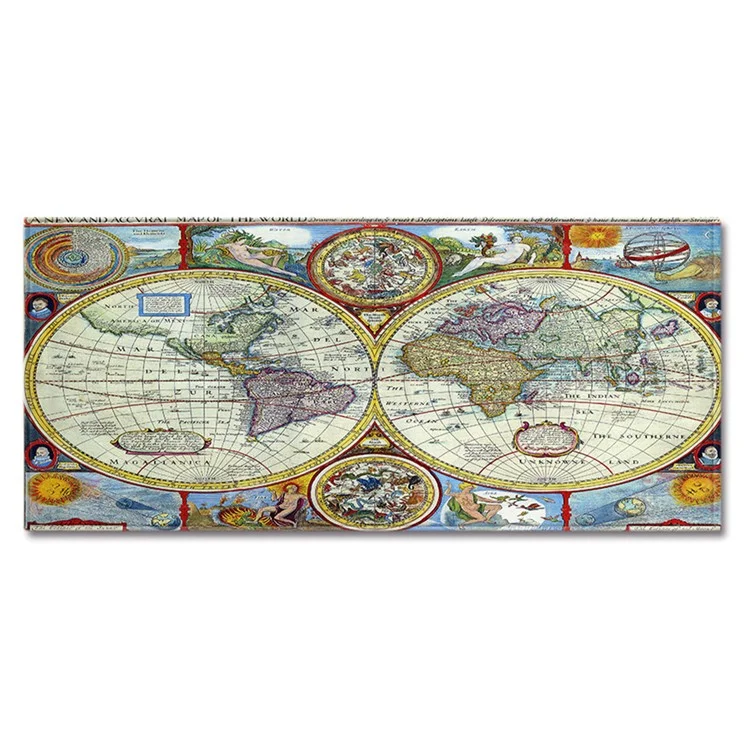 40 x 60cm Retro World Map Pattern Carpet Crystal Velvet Non Slip Kids Crawling Mat Area Rug - 024