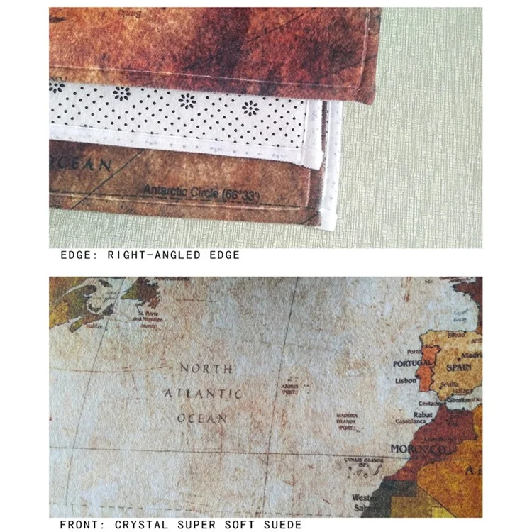 40 x 60cm Retro World Map Pattern Carpet Crystal Velvet Non Slip Kids Crawling Mat Area Rug - 024