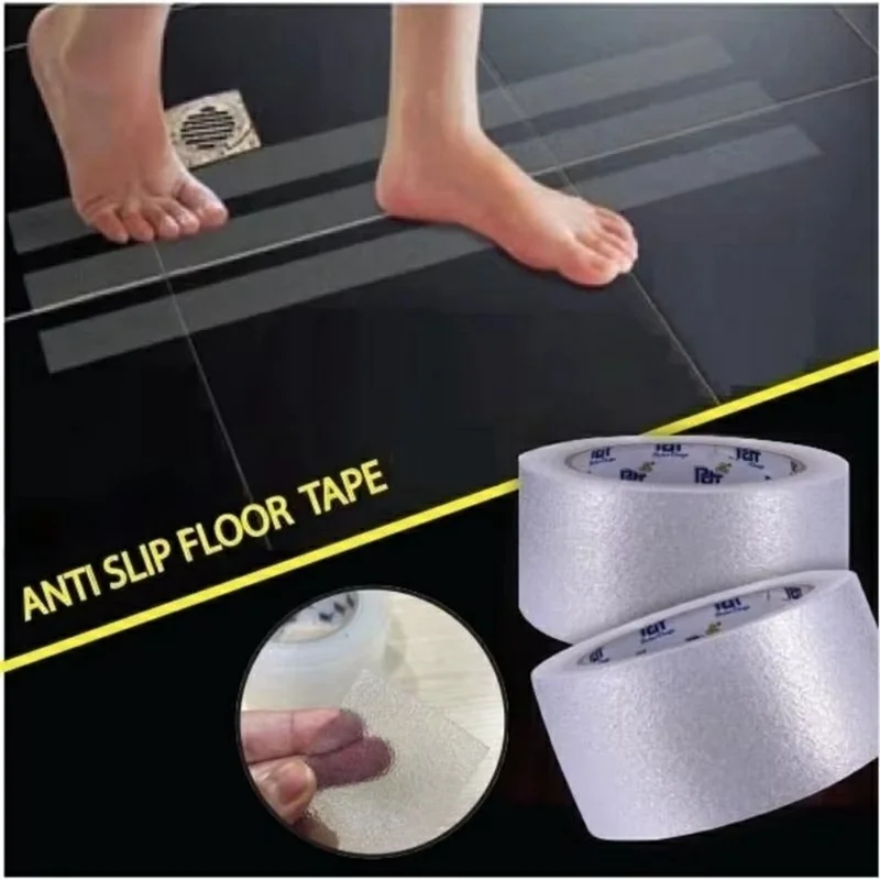 2.5cm PVC Anti Slip Tape Adhesive Safety Traction Tape Indoor Outdoor Sticker for Stair Floor , Length 5m - Transparent