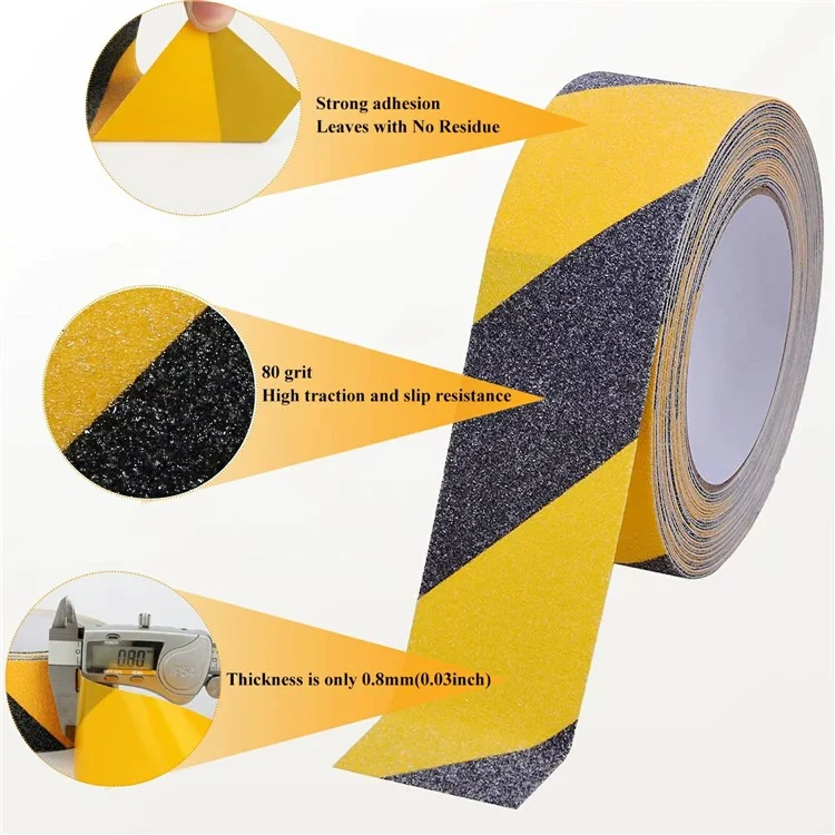 2,5 cm PVC Rutschhemmendes Klebeband Sicherheits-Rutschband für Innen- und Außenbereich, Länge 5 m - Gelb