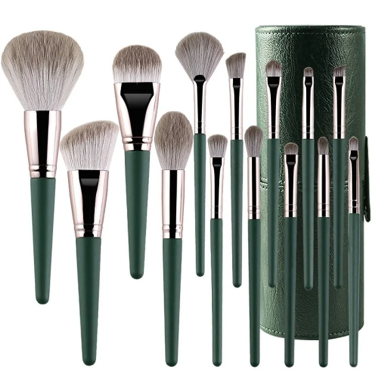 14Pcs Makeup Brush Set Foundation Powder Concealer Brushes with Portable PU Brush Holder