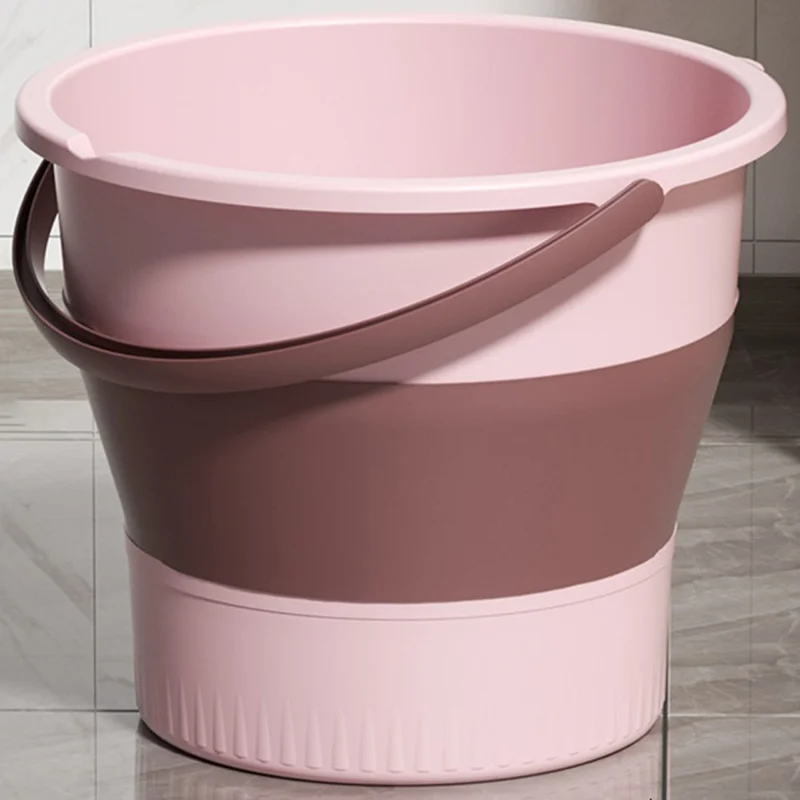 Foldable Water Bucket 5L Portable Thickened Plastic Collapsible Container for Outdoor  /  Home Use - Pink