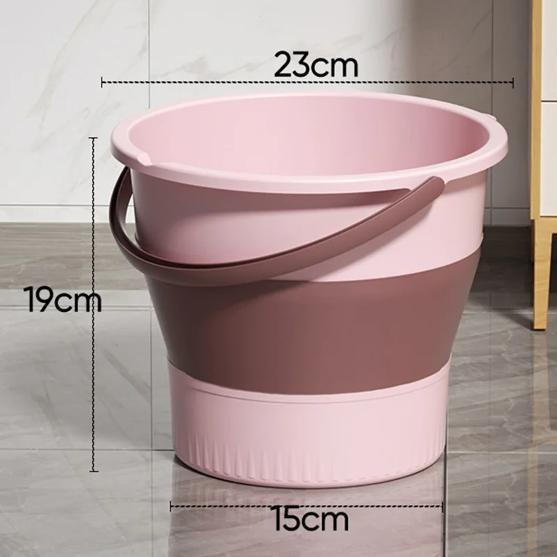 Foldable Water Bucket 5L Portable Thickened Plastic Collapsible Container for Outdoor  /  Home Use - Pink