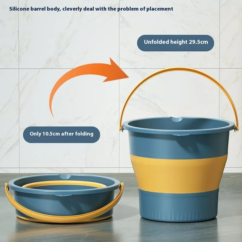 Foldable Water Bucket 5L Portable Thickened Plastic Collapsible Container for Outdoor  /  Home Use - Pink
