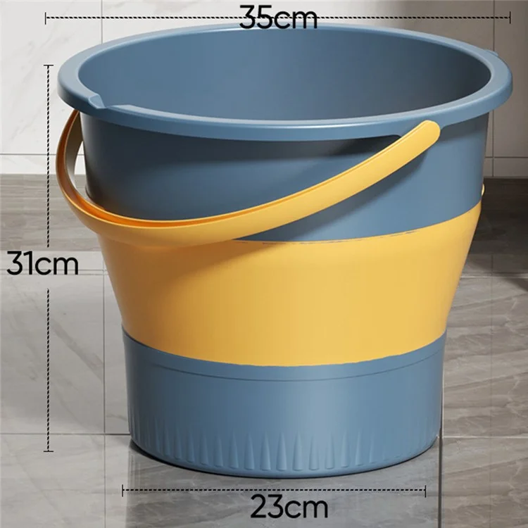 Balde de Água Dobrável 17L Recipiente Portátil Retrátil para Pesca / Camping / Lavagem de Carro / Viagem Interno e Externo - Azul