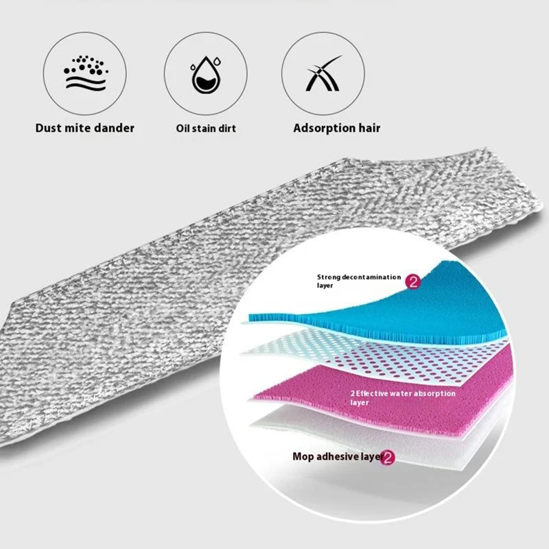 2 in 1 Sweeper Manual Push Carpet Cleaning Mop Crumb Brush with 2 Replacement Pads - Pink