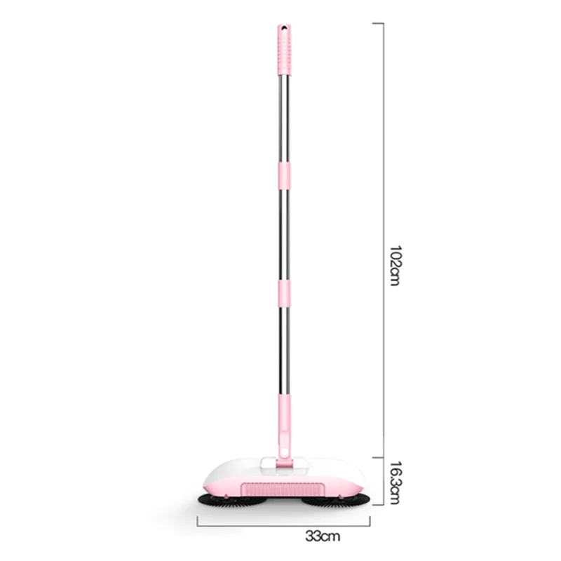 2 in 1 Sweeper Manual Push Carpet Cleaning Mop Crumb Brush with 2 Replacement Pads - Blue