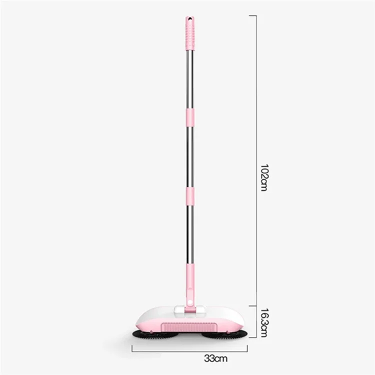 Floor Sweeper Hand Push 2 in 1 Cleaner Broom Dustpan Combo with Mop Pad for Home Office - Blue