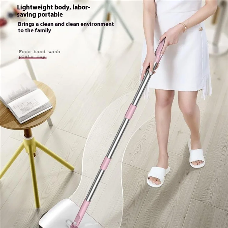 Floor Sweeper Hand Push 2 in 1 Cleaner Broom Dustpan Combo with Mop Pad for Home Office - Blue