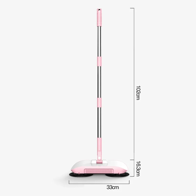 Handheld Push Sweeper 2 in 1 Broom Cleaning Tool Set with 3 Replacement Cloths for Household Use - Blue