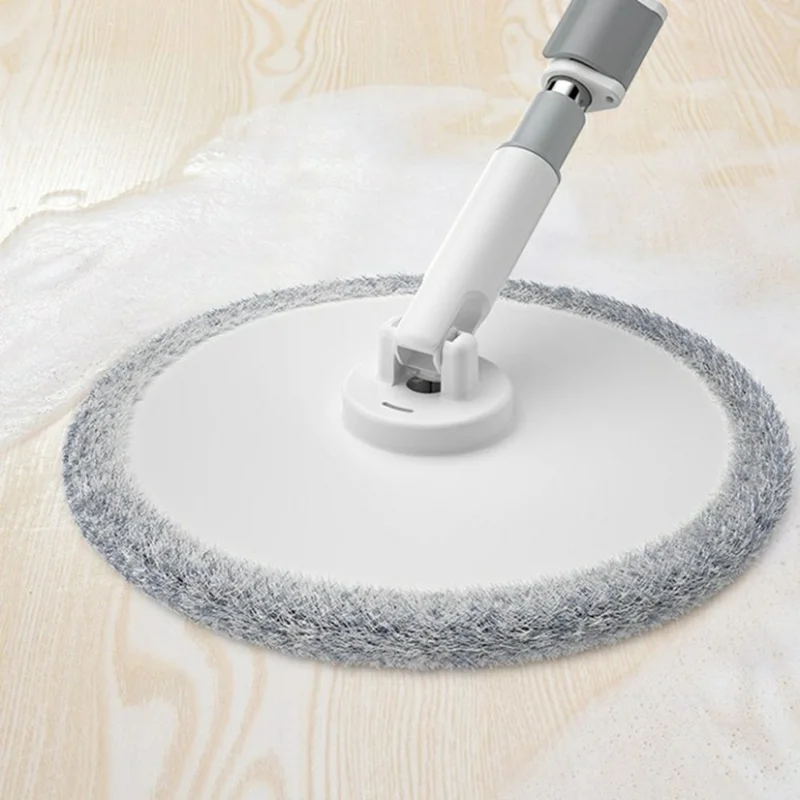 Rotating Single Bucket Mop Hands-Free Spin Mop Floor Cleaning Tool with 3 Microfiber Mop Heads - White