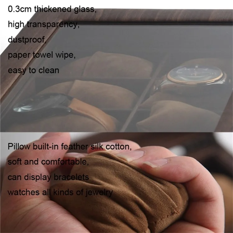 2 Grids Watch Display Box Vintage Wood Grain Jewelry Organizer Box Watch Storage Container