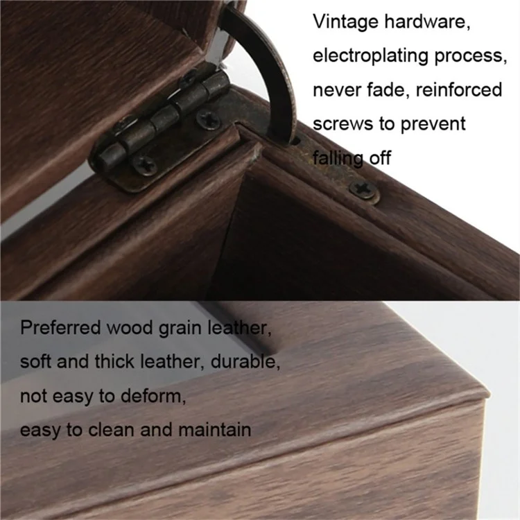 2 Grids Watch Display Box Vintage Wood Grain Jewelry Organizer Box Watch Storage Container