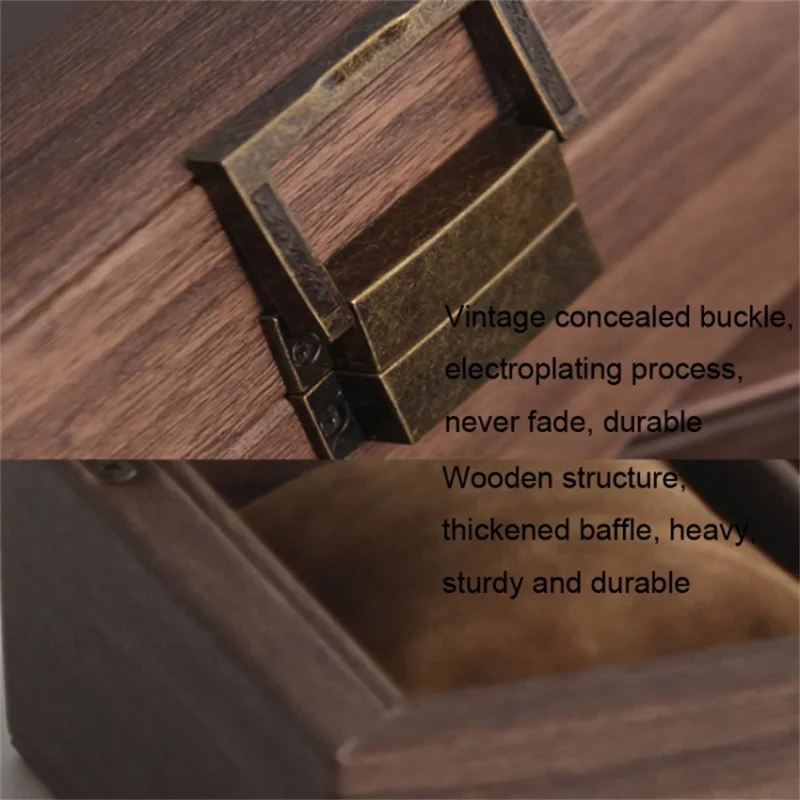 3 Grids Watch Display Box Vintage Wood Grain Jewelry Organizer Box Watch Storage Container