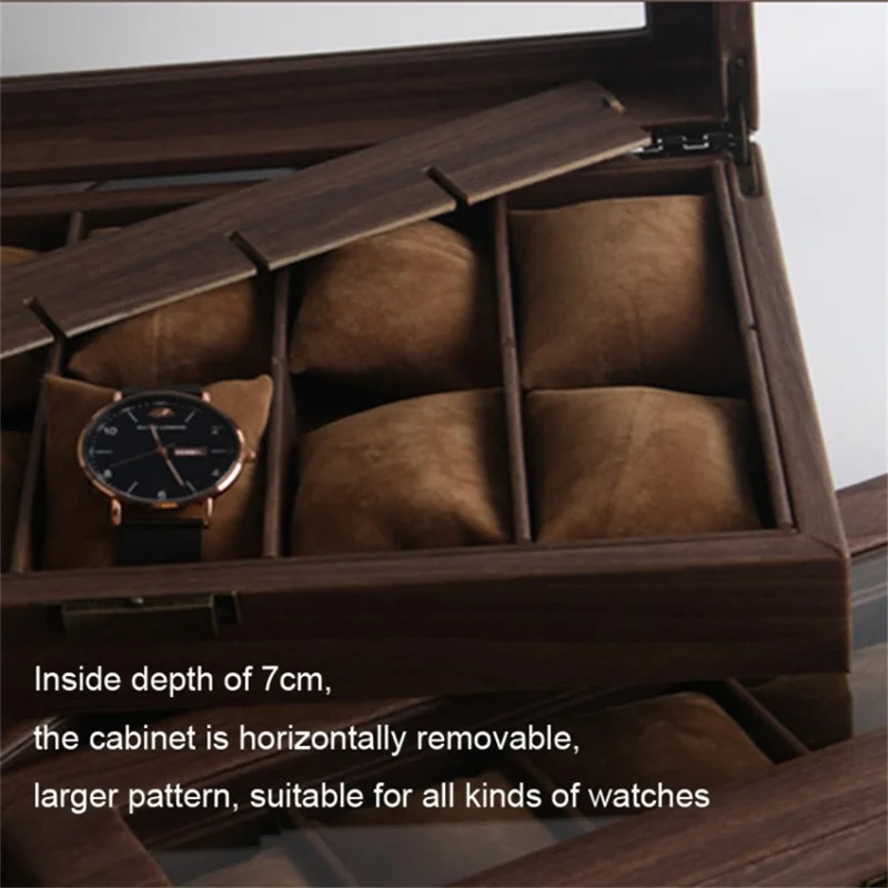 6 Grids Watch Display Box Vintage Wood Grain Jewelry Organizer Box Watch Storage Container