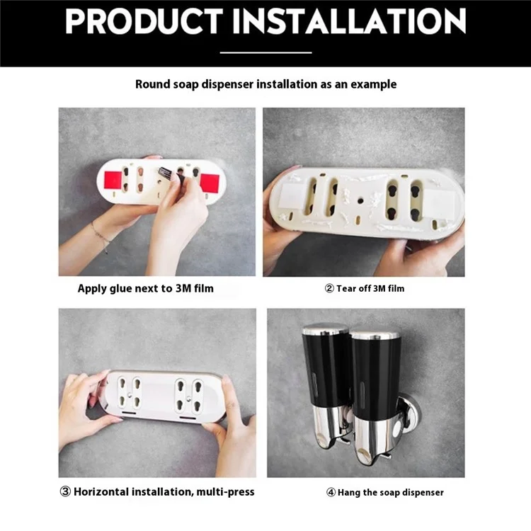450ml Manual Soap Dispenser Punch Free Wall Mounted Liquid Dispenser with Safety Lock