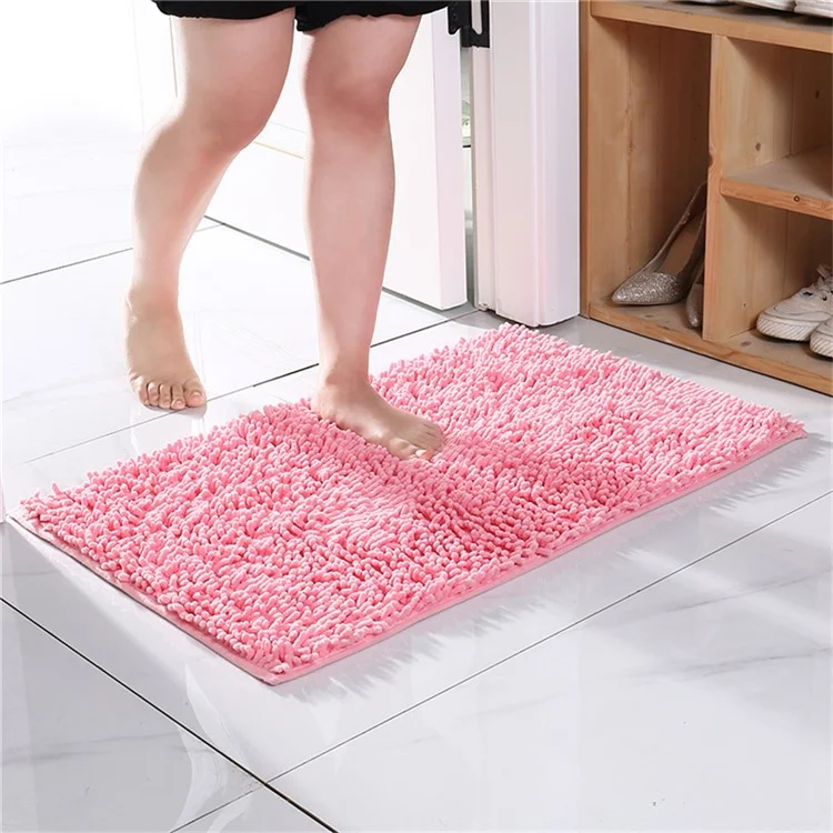 Tappetino da bagno in chenille 45 x 70 cm, asciugatura rapida, morbido, assorbente, antiscivolo - Rosa