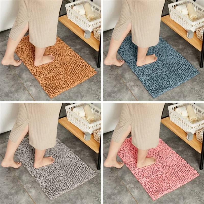 45 x 70cm Quick Drying Soft Chenille Bath Mat Absorbent Non Slip Doormat for Bathroom - Blue Purple