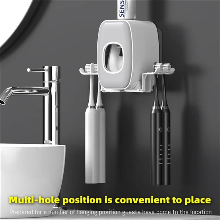 Suporte de Parede para Escova de Dentes com Dispenser de Pasta de Dente - Prateleira de Armazenamento para Banheiro sem Furar - Branco