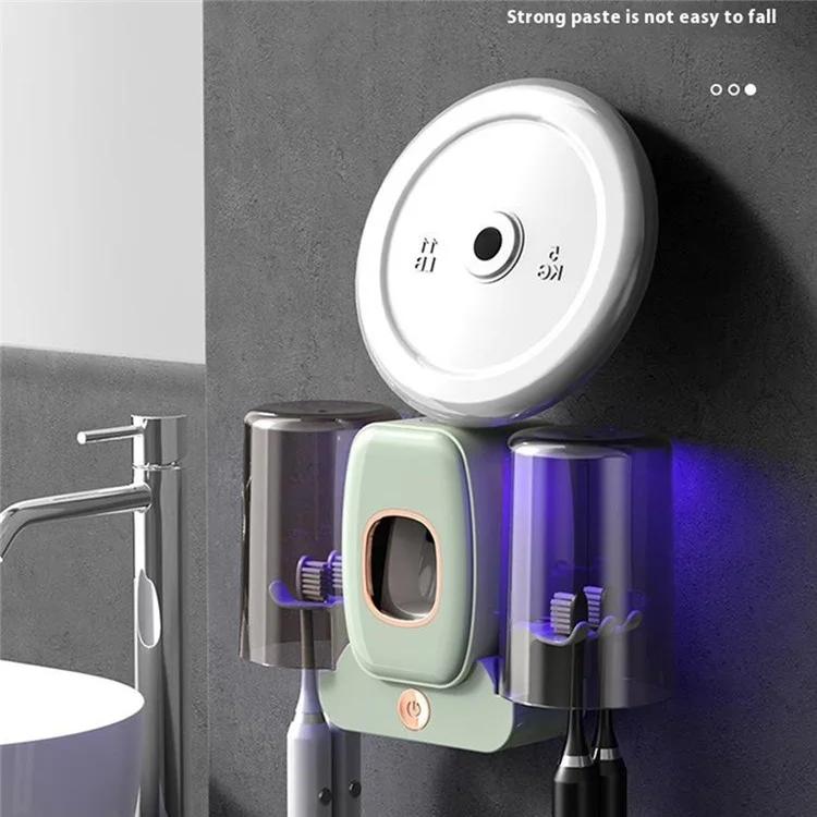 Suporte de Escova de Dentes com Esterilizador UV Organizador Inteligente Elétrico com Dispensador de Pasta de Dentes - Branco