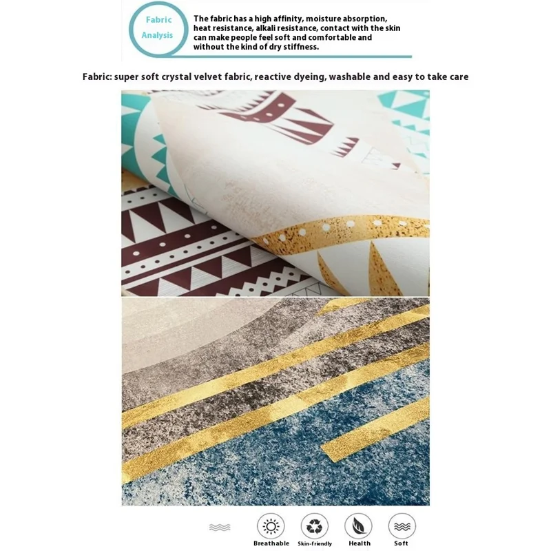 50 x 80cm Nordic Abstract Geometric Pattern Rug Living Room Carpet Non Slip Bedside Mat - Style 16