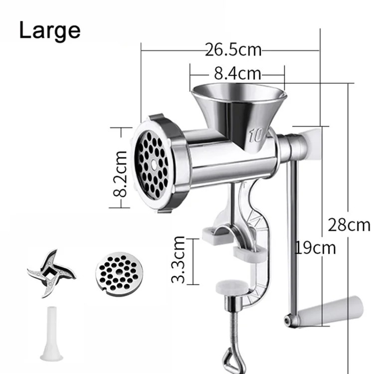 Manual Meat Grinder 10# Large Size Sausage Maker Multifunction Aluminum Alloy Kitchen Tool (No FDA Certification)