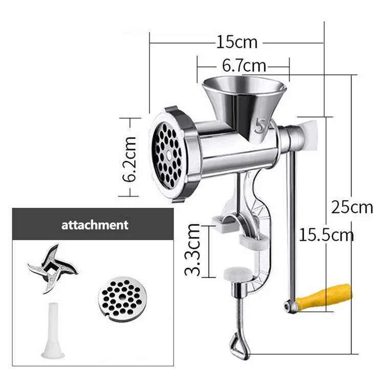 Manual Meat Grinder 5# Small Size Sausage Maker Multifunction Aluminum Alloy Kitchen Tool (No FDA Certification)