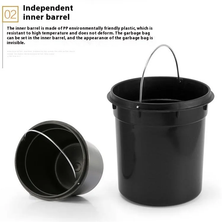 5L Round Stainless Steel Garbage Can Home Hotel Office Stylish Waste Container with Pedal - White