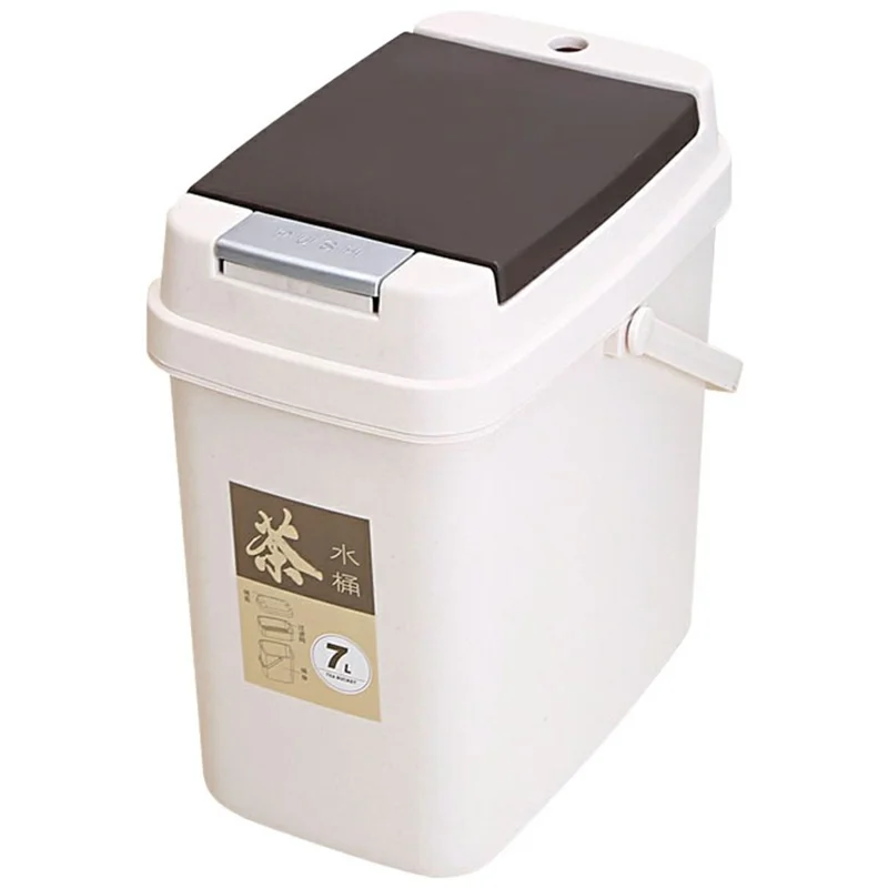 7L Tea Waste Bin PP Filtration Bucket Tealeaves Sanitary Container with Lid / Handle