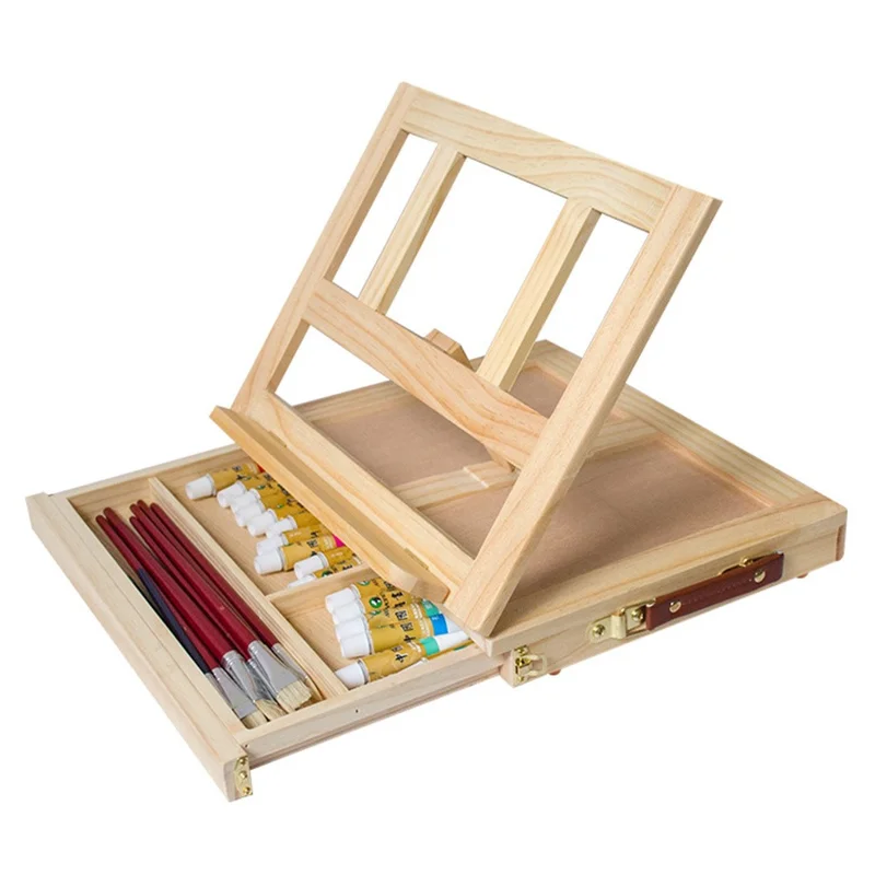 Tabletop Easel Artist Desktop Easel for Painting Foldable Wooden Sketch Box with Drawer