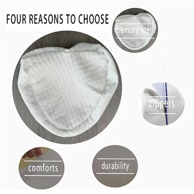 Oreiller en mousse à mémoire de forme Coussin de genou en forme de cœur Soutien orthopédique pour dormeurs sur le côté - Bleu