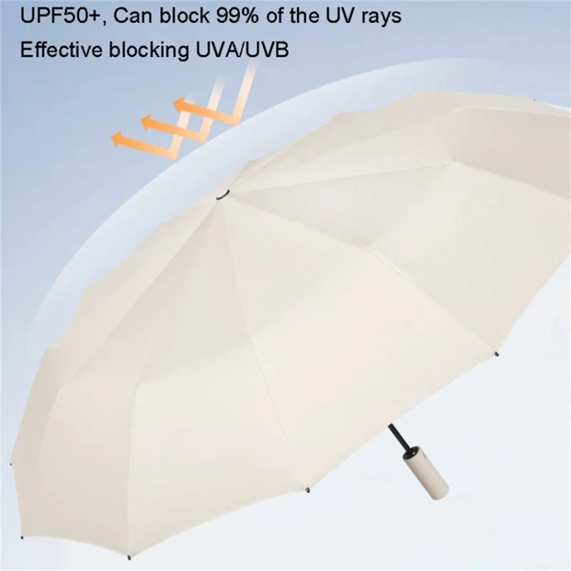60 Ribs Automatic Reinforced Umbrella Sun / Rain Protection Large Folding Windproof Parasol - Blue