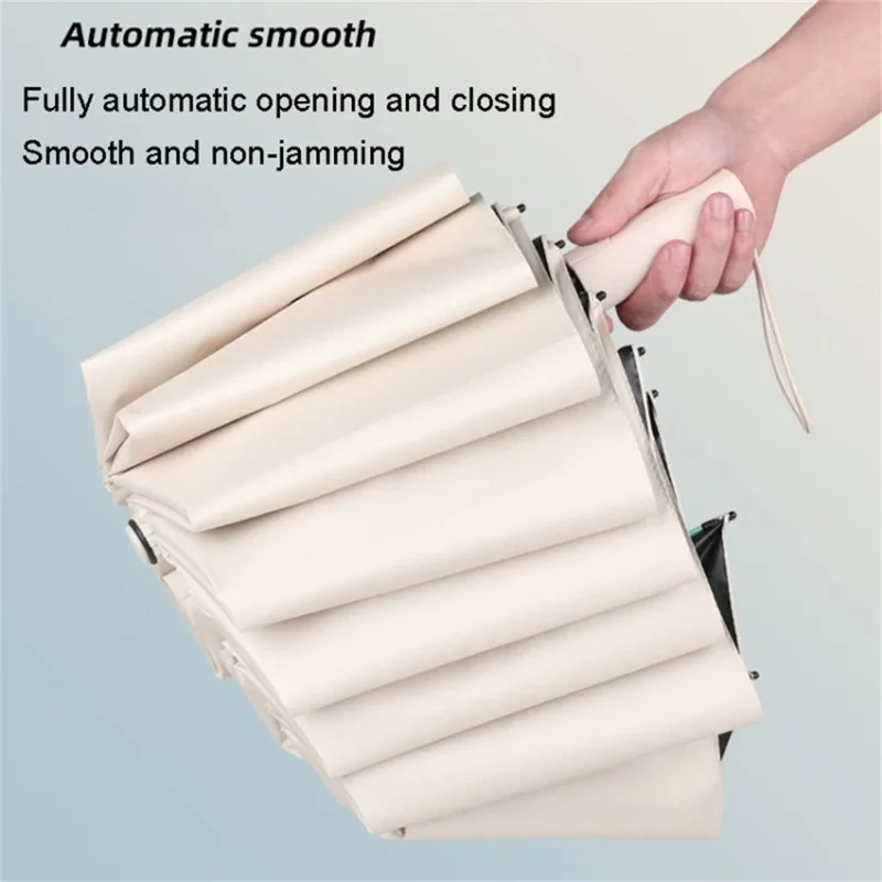 60 Ribs Automatic Reinforced Umbrella Sun / Rain Protection Large Folding Windproof Parasol - Blue