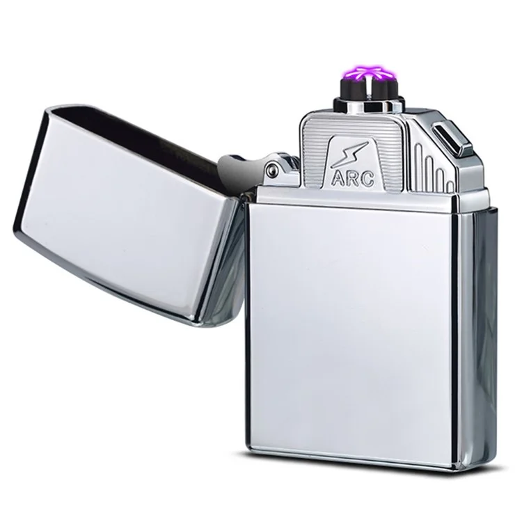 Accendino Elettrico 6 Archi Antivento USB Ricaricabile Senza Fiamma Accenditore per Fumare Candele Accessori da Cucina - Argento