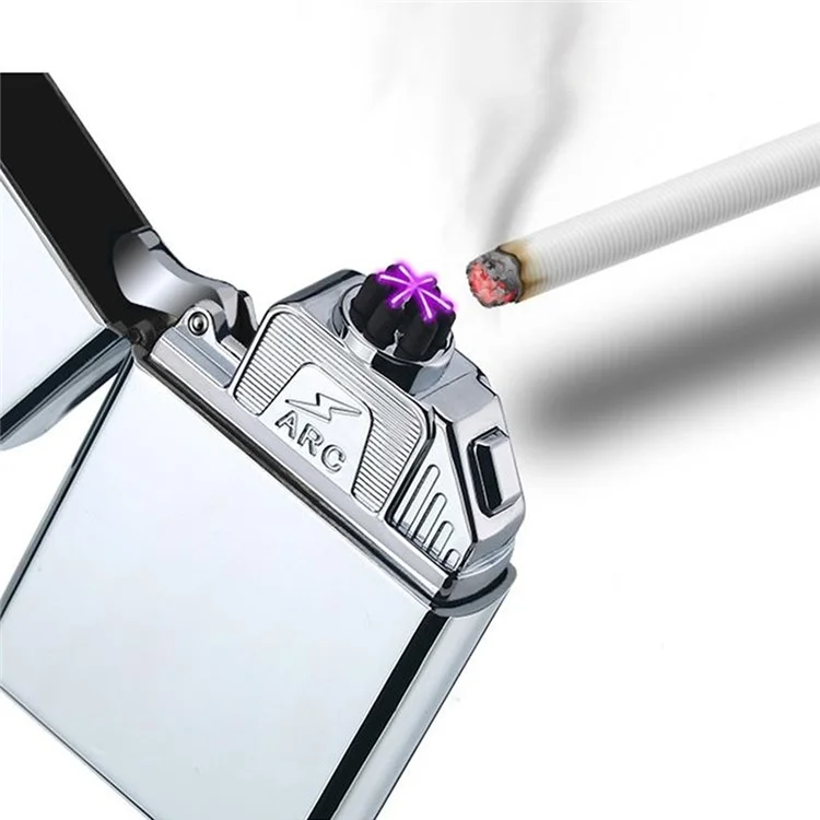 Accendino Elettrico 6 Archi Antivento USB Ricaricabile Senza Fiamma Accenditore per Fumare Candele Accessori da Cucina - Argento