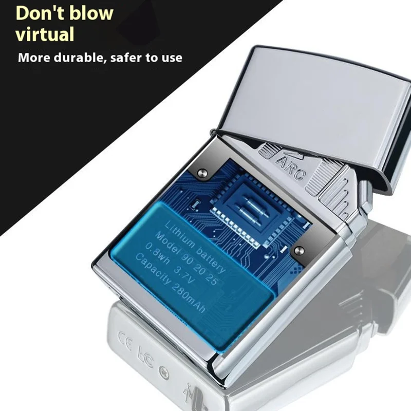 Electric Lighter 6 Arc Windproof USB Charging Flameless Igniter Smoking Candle Kitchen Accessories - Blue