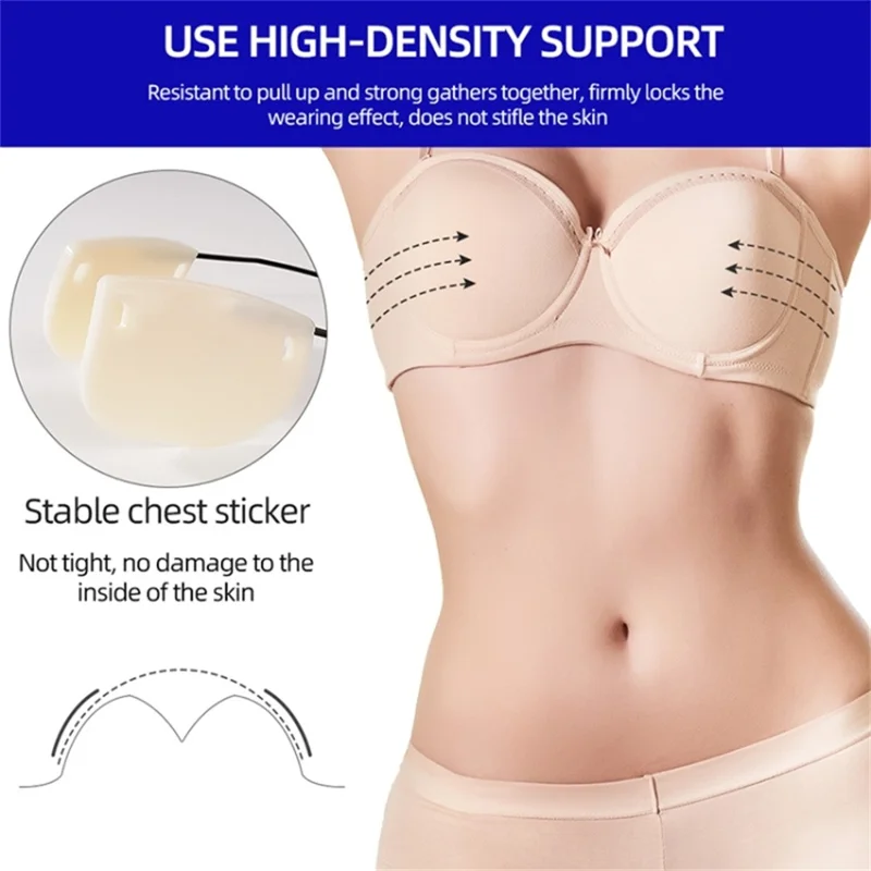 Invisible Adhesive Bra Backless Strapless Silicone Breast Lift Boob Tape Nipple Cover - V-Type / Nude